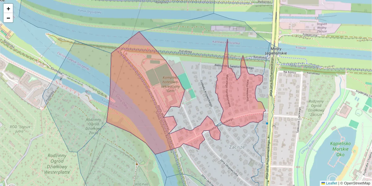 Szczegółowa mapa kodu pocztowego 51-605 z granicami, sąsiednimi kodami pocztowymi i urzędami pocztowymi