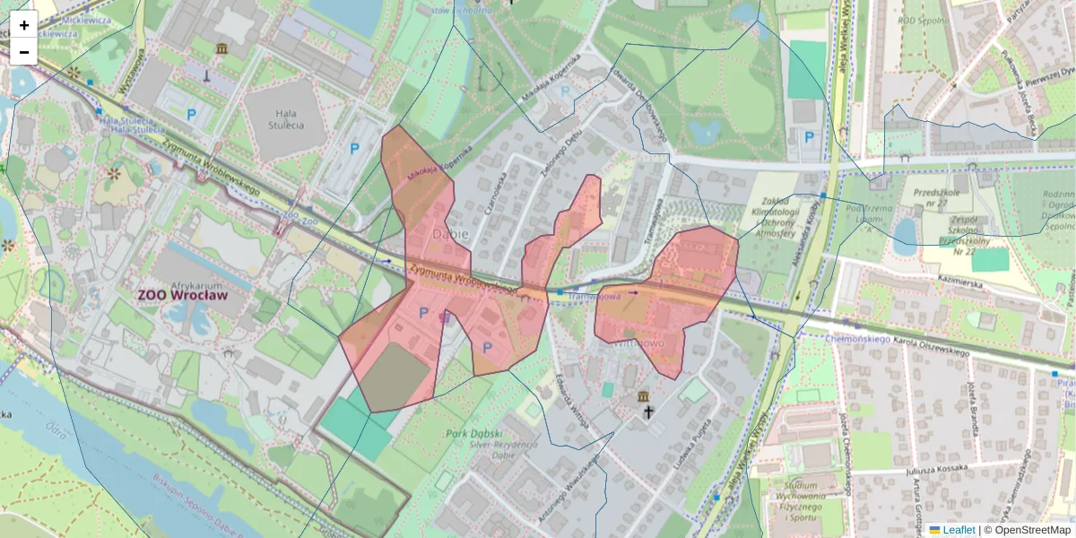 Szczegółowa mapa kodu pocztowego 51-627 z granicami, sąsiednimi kodami pocztowymi i urzędami pocztowymi
