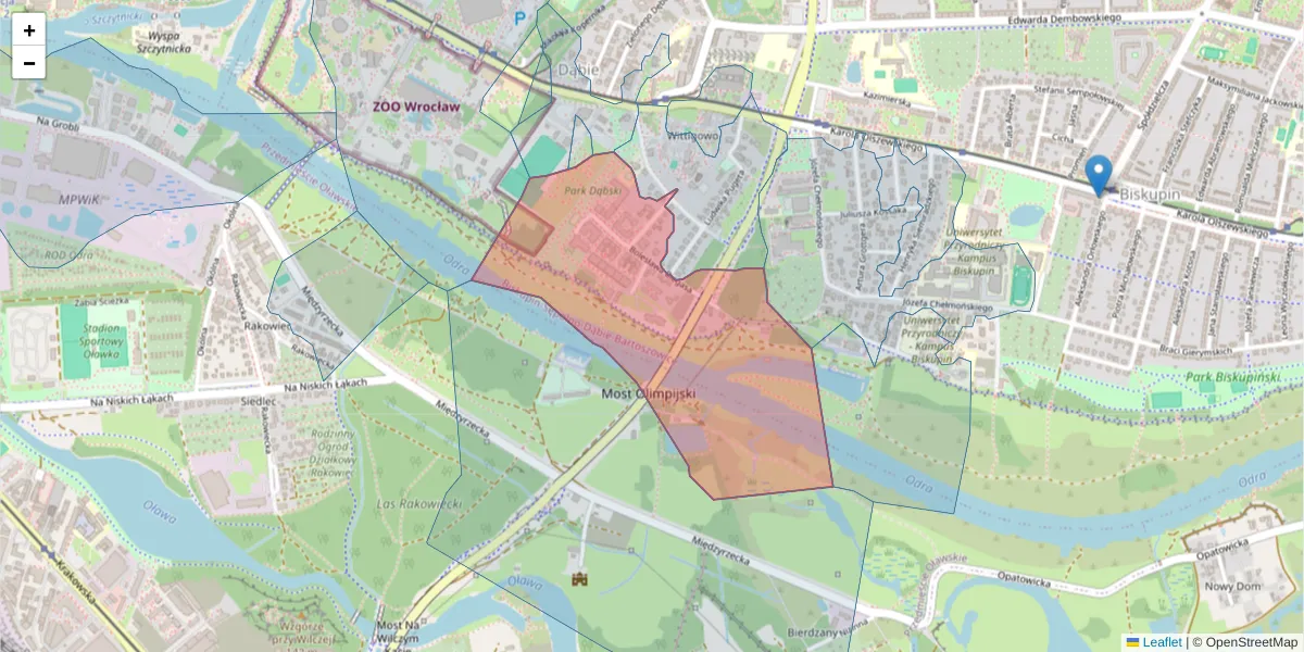 Szczegółowa mapa kodu pocztowego 51-629 z granicami, sąsiednimi kodami pocztowymi i urzędami pocztowymi