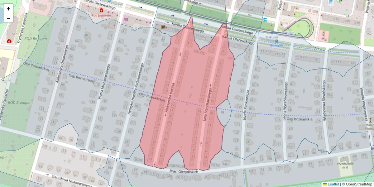 Szczegółowa mapa kodu pocztowego 51-638 z granicami, sąsiednimi kodami pocztowymi i urzędami pocztowymi