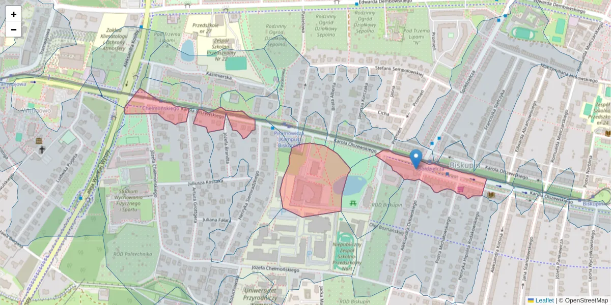 Szczegółowa mapa kodu pocztowego 51-642 z granicami, sąsiednimi kodami pocztowymi i urzędami pocztowymi