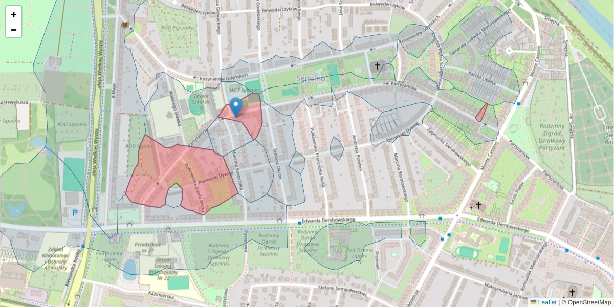 Szczegółowa mapa kodu pocztowego 51-672 z granicami, sąsiednimi kodami pocztowymi i urzędami pocztowymi