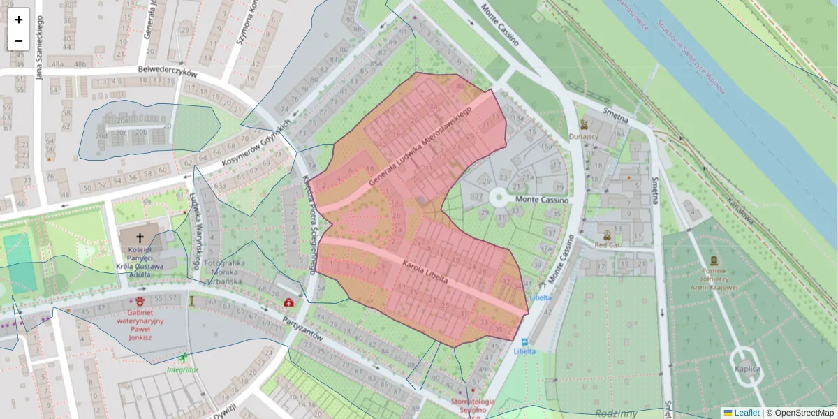 Szczegółowa mapa kodu pocztowego 51-682 z granicami, sąsiednimi kodami pocztowymi i urzędami pocztowymi