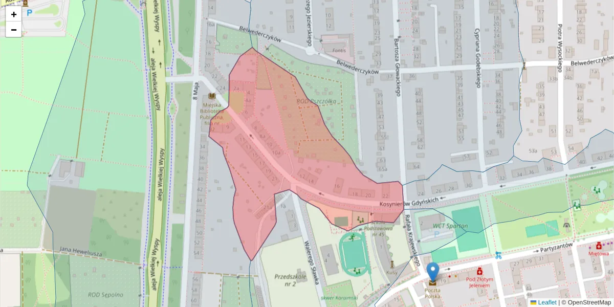 Szczegółowa mapa kodu pocztowego 51-689 z granicami, sąsiednimi kodami pocztowymi i urzędami pocztowymi