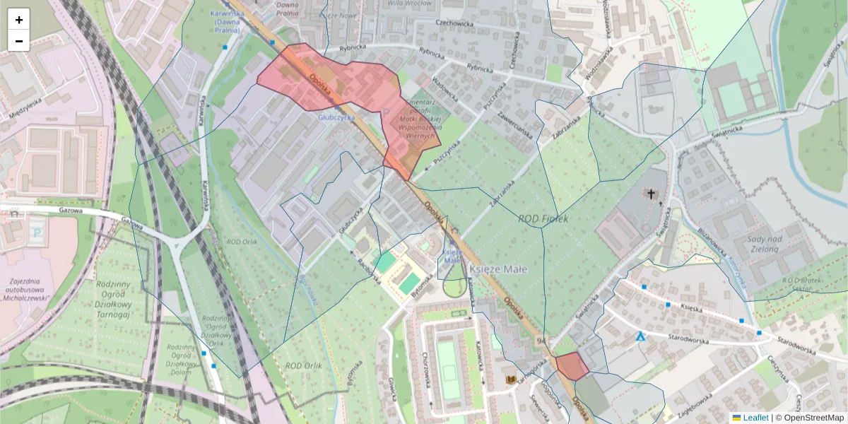 Szczegółowa mapa kodu pocztowego 52-012 z granicami, sąsiednimi kodami pocztowymi i urzędami pocztowymi