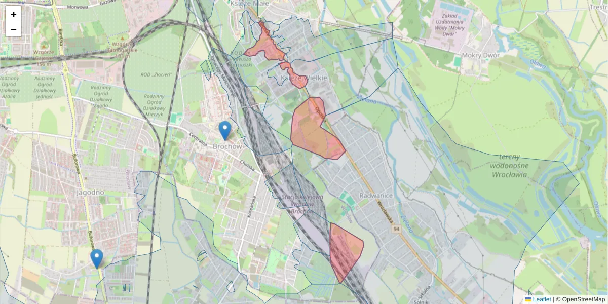 Szczegółowa mapa kodu pocztowego 52-013 z granicami, sąsiednimi kodami pocztowymi i urzędami pocztowymi