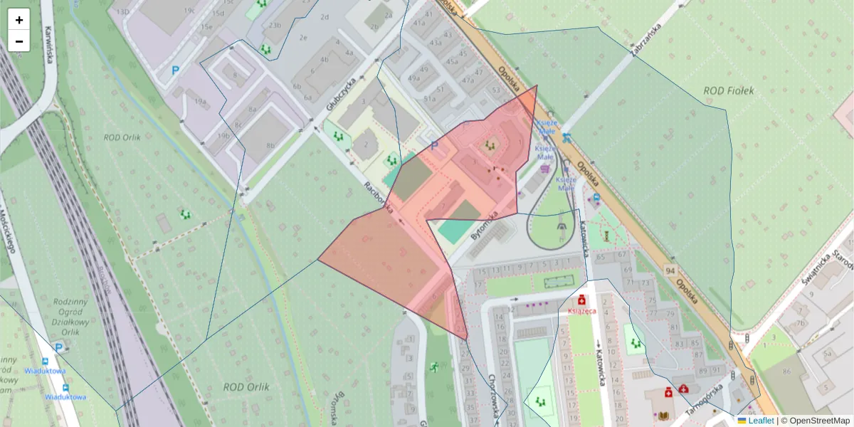 Szczegółowa mapa kodu pocztowego 52-024 z granicami, sąsiednimi kodami pocztowymi i urzędami pocztowymi