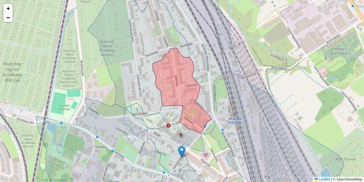 Szczegółowa mapa kodu pocztowego 52-113 z granicami, sąsiednimi kodami pocztowymi i urzędami pocztowymi