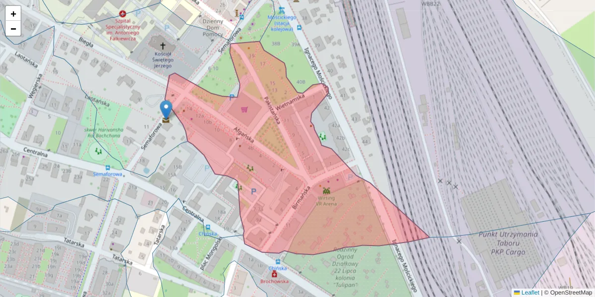 Szczegółowa mapa kodu pocztowego 52-117 z granicami, sąsiednimi kodami pocztowymi i urzędami pocztowymi