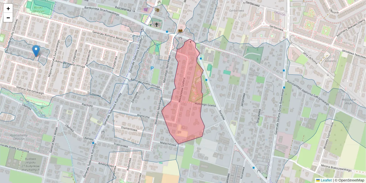 Szczegółowa mapa kodu pocztowego 52-216 z granicami, sąsiednimi kodami pocztowymi i urzędami pocztowymi