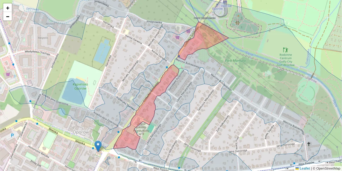 Szczegółowa mapa kodu pocztowego 52-401 z granicami, sąsiednimi kodami pocztowymi i urzędami pocztowymi