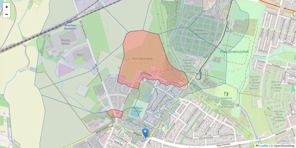 Szczegółowa mapa kodu pocztowego 52-403 z granicami, sąsiednimi kodami pocztowymi i urzędami pocztowymi