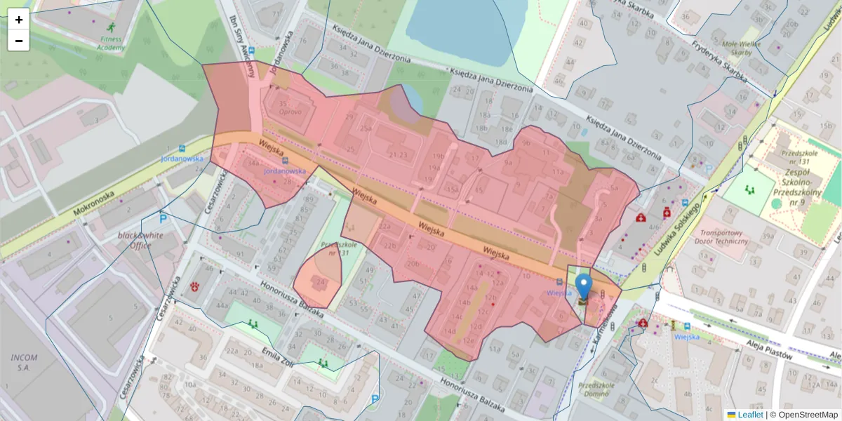 Szczegółowa mapa kodu pocztowego 52-411 z granicami, sąsiednimi kodami pocztowymi i urzędami pocztowymi