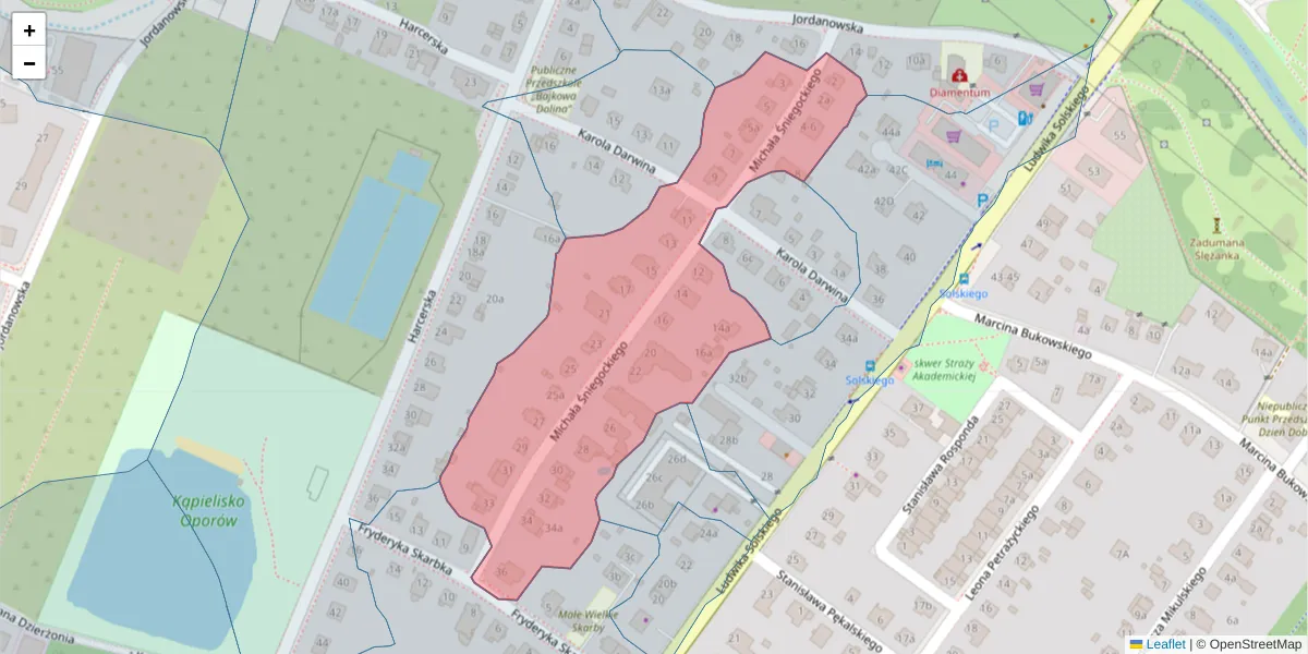 Szczegółowa mapa kodu pocztowego 52-414 z granicami, sąsiednimi kodami pocztowymi i urzędami pocztowymi