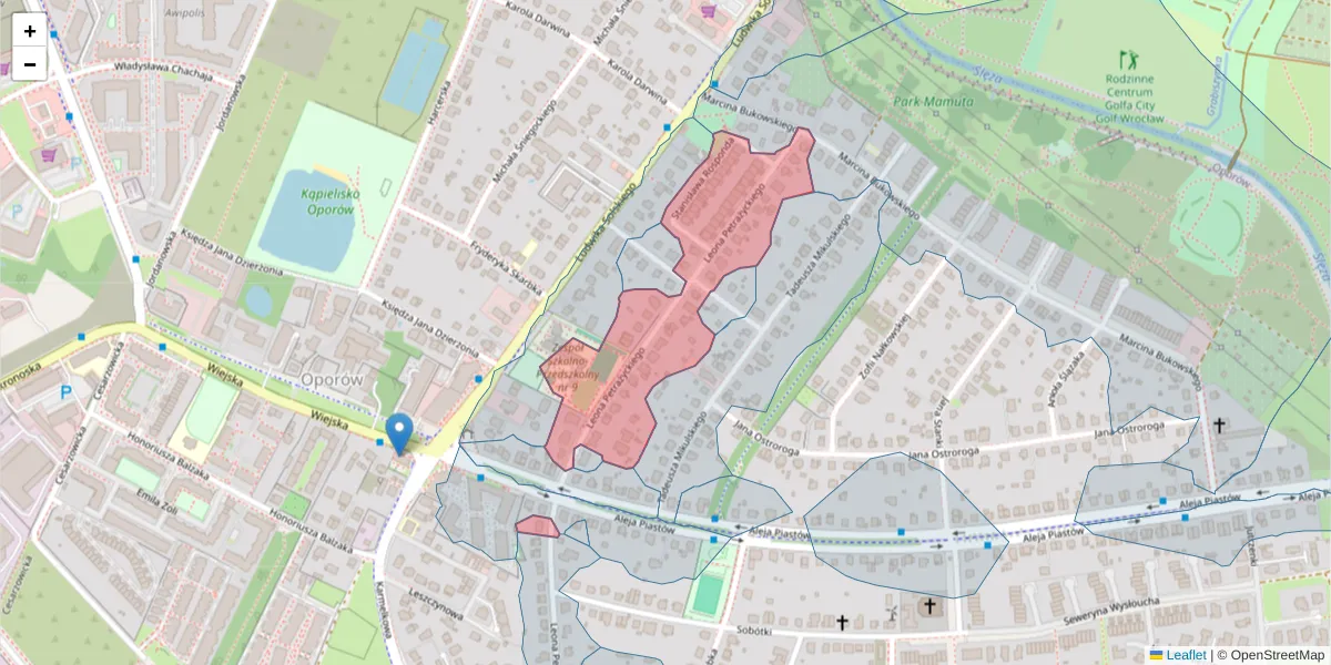 Szczegółowa mapa kodu pocztowego 52-419 z granicami, sąsiednimi kodami pocztowymi i urzędami pocztowymi