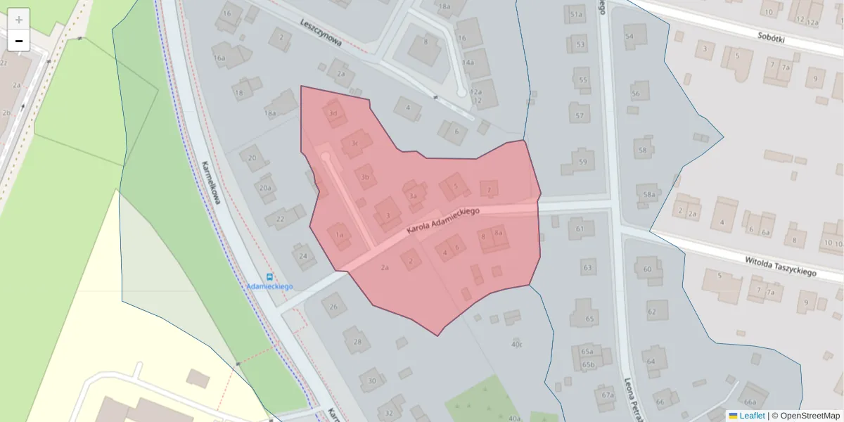 Szczegółowa mapa kodu pocztowego 52-435 z granicami, sąsiednimi kodami pocztowymi i urzędami pocztowymi