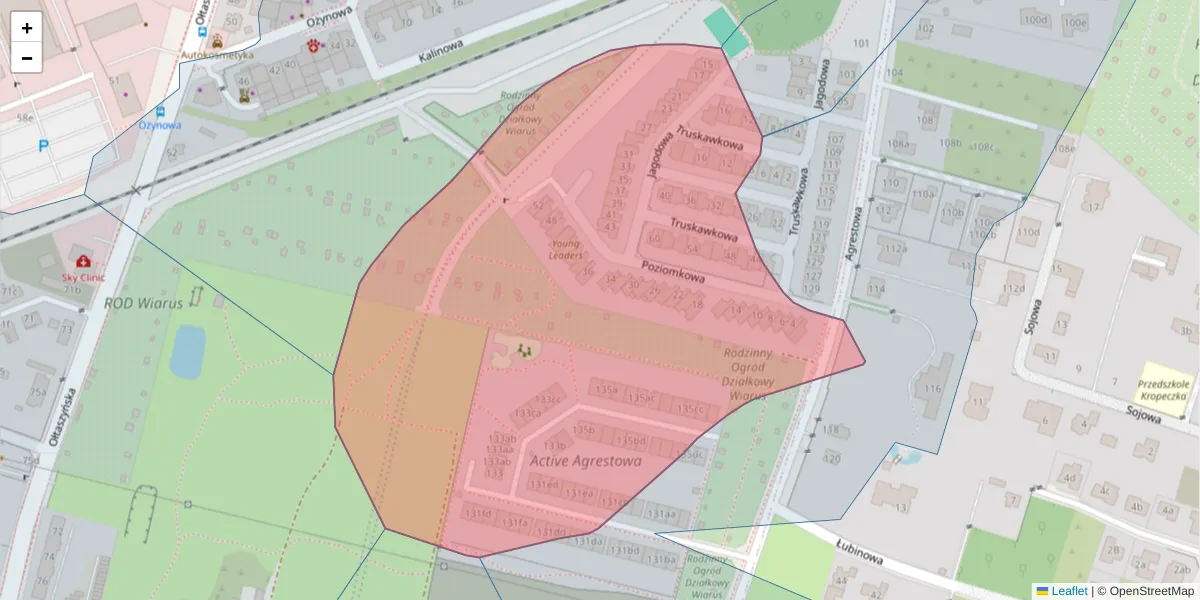 Szczegółowa mapa kodu pocztowego 53-007 z granicami, sąsiednimi kodami pocztowymi i urzędami pocztowymi