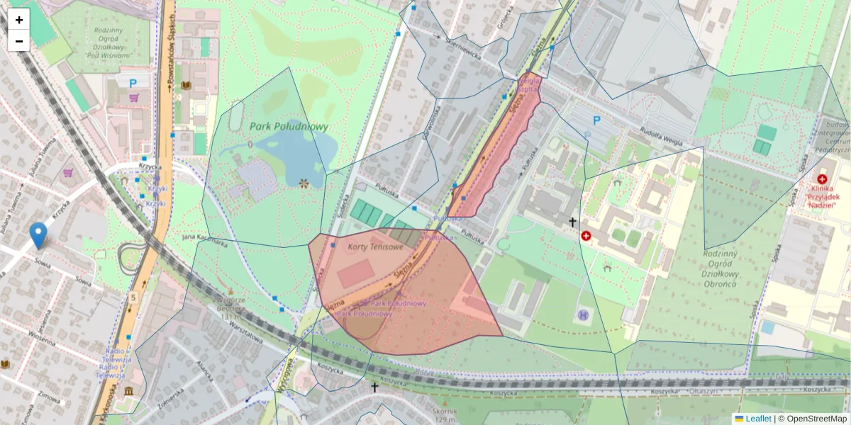 Szczegółowa mapa kodu pocztowego 53-113 z granicami, sąsiednimi kodami pocztowymi i urzędami pocztowymi