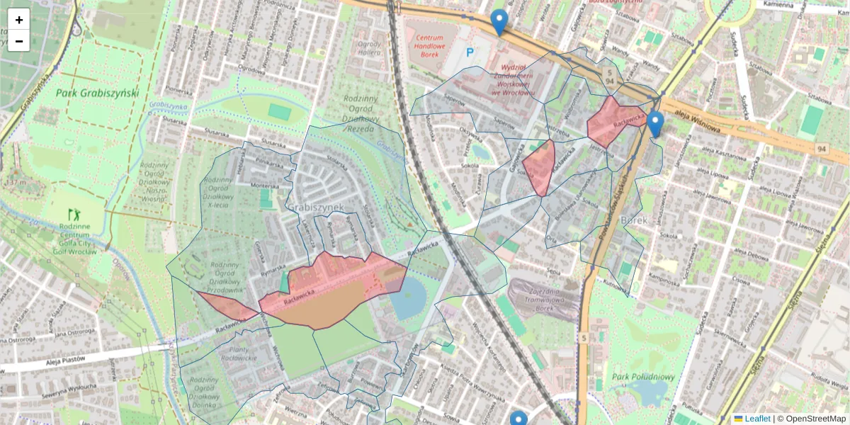 Szczegółowa mapa kodu pocztowego 53-149 z granicami, sąsiednimi kodami pocztowymi i urzędami pocztowymi