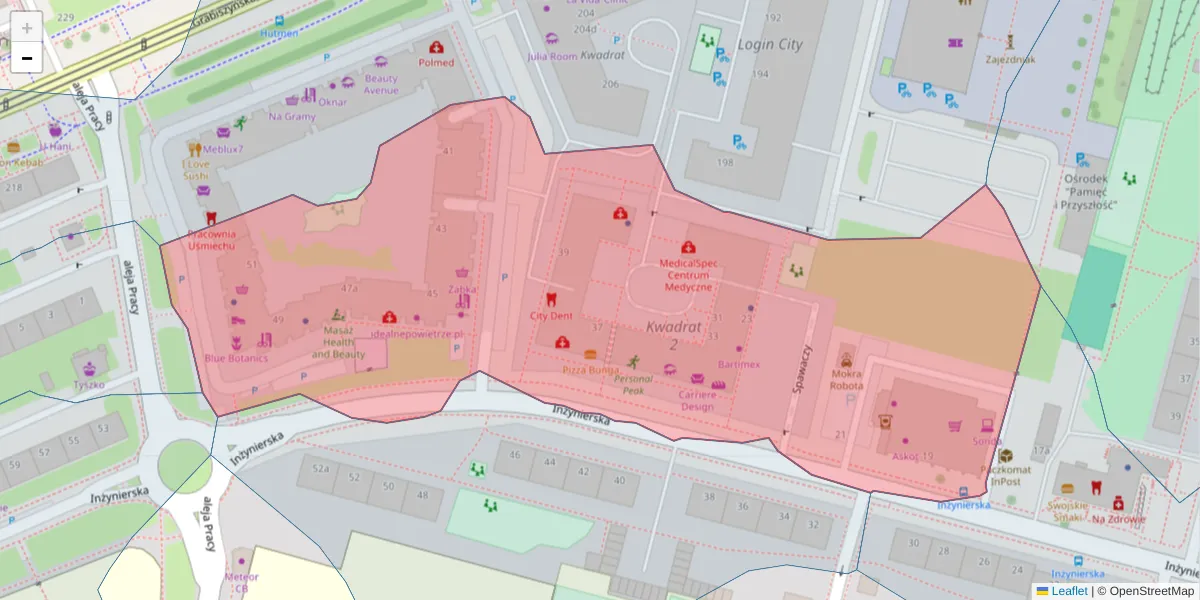 Szczegółowa mapa kodu pocztowego 53-228 z granicami, sąsiednimi kodami pocztowymi i urzędami pocztowymi