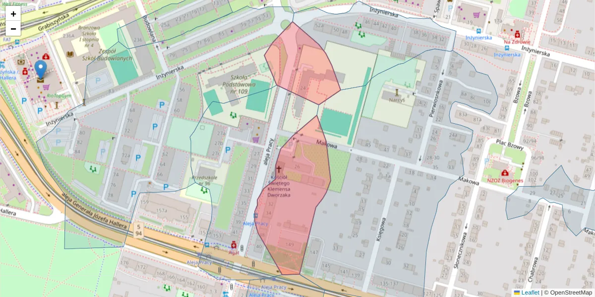 Szczegółowa mapa kodu pocztowego 53-232 z granicami, sąsiednimi kodami pocztowymi i urzędami pocztowymi