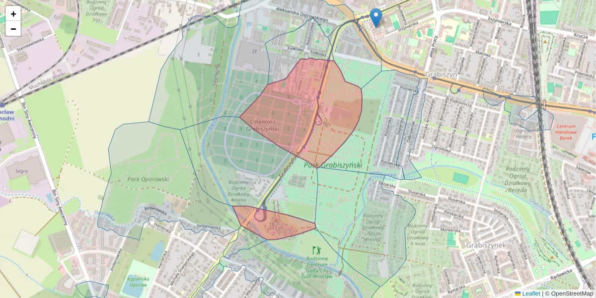 Szczegółowa mapa kodu pocztowego 53-236 z granicami, sąsiednimi kodami pocztowymi i urzędami pocztowymi
