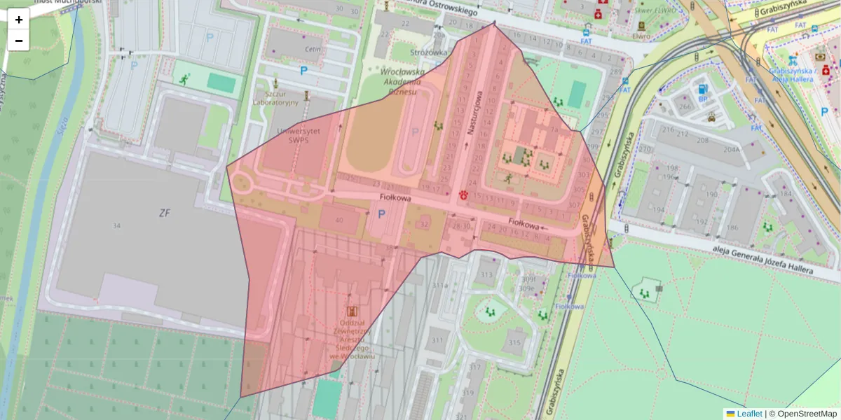 Szczegółowa mapa kodu pocztowego 53-239 z granicami, sąsiednimi kodami pocztowymi i urzędami pocztowymi