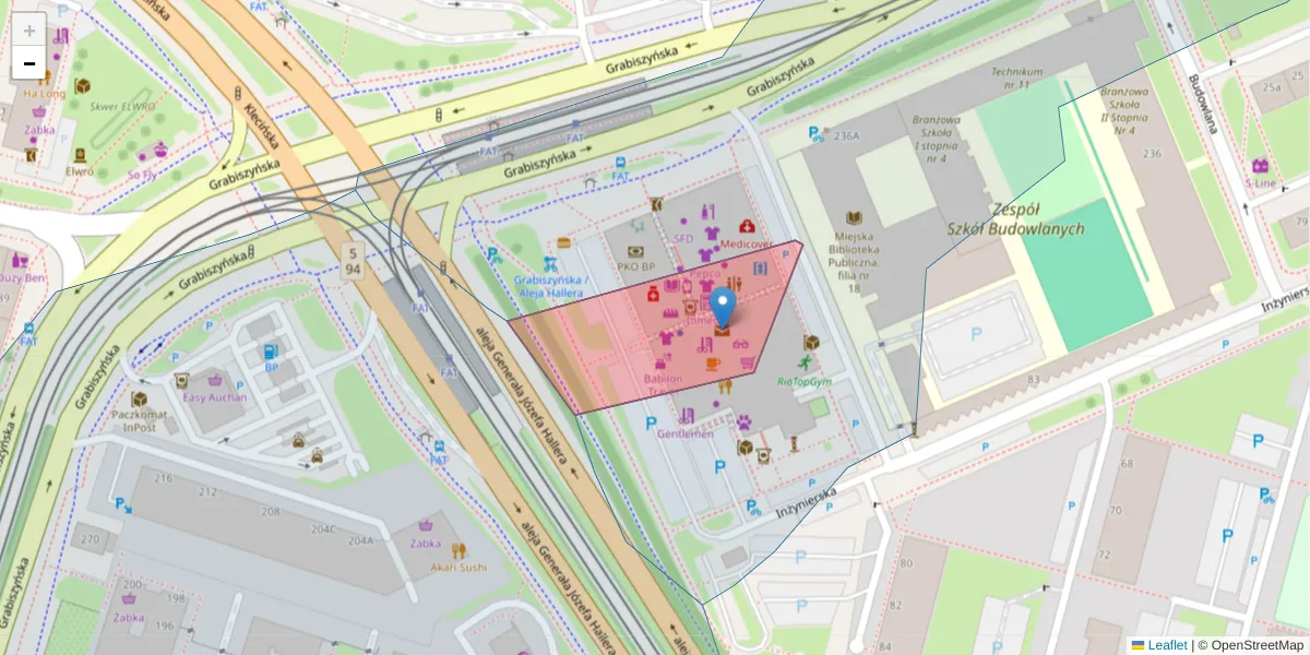 Szczegółowa mapa kodu pocztowego 53-245 z granicami, sąsiednimi kodami pocztowymi i urzędami pocztowymi