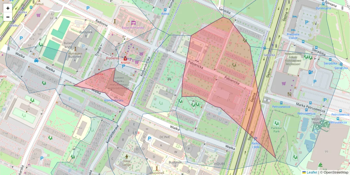 Szczegółowa mapa kodu pocztowego 53-339 z granicami, sąsiednimi kodami pocztowymi i urzędami pocztowymi