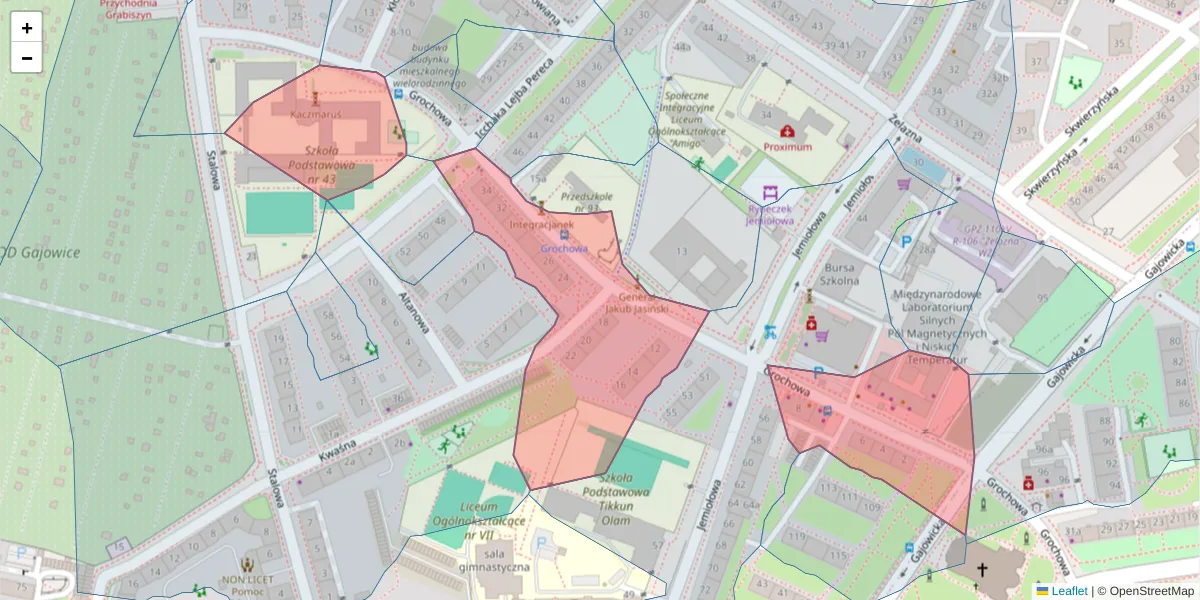 Szczegółowa mapa kodu pocztowego 53-424 z granicami, sąsiednimi kodami pocztowymi i urzędami pocztowymi