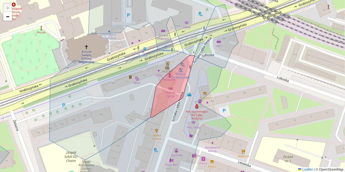 Szczegółowa mapa kodu pocztowego 53-443 z granicami, sąsiednimi kodami pocztowymi i urzędami pocztowymi