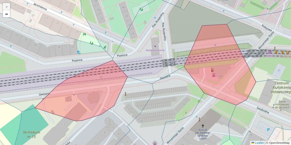 Szczegółowa mapa kodu pocztowego 53-513 z granicami, sąsiednimi kodami pocztowymi i urzędami pocztowymi