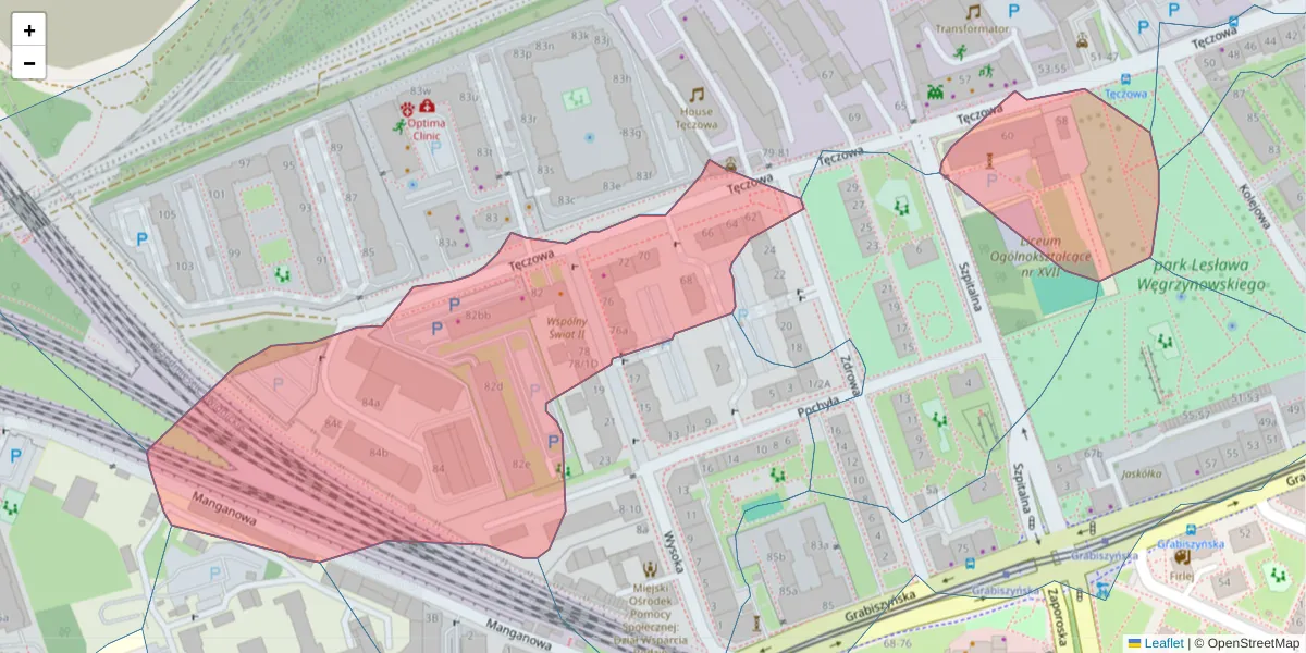 Szczegółowa mapa kodu pocztowego 53-603 z granicami, sąsiednimi kodami pocztowymi i urzędami pocztowymi