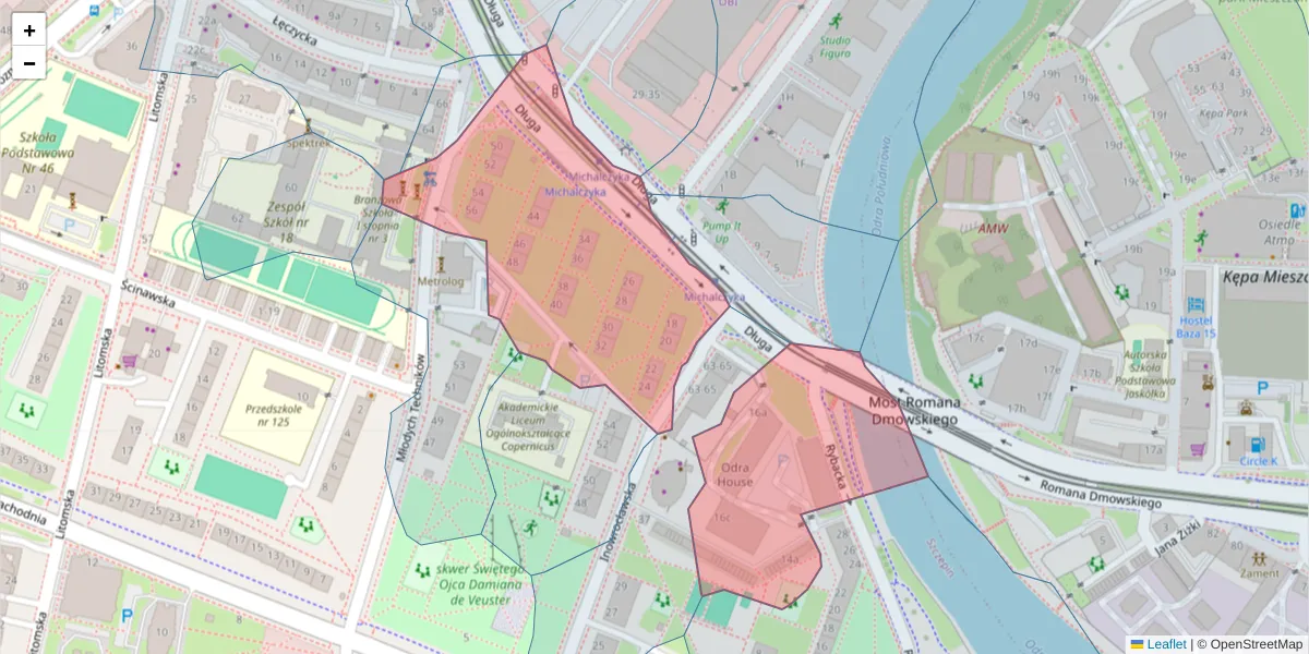 Szczegółowa mapa kodu pocztowego 53-658 z granicami, sąsiednimi kodami pocztowymi i urzędami pocztowymi