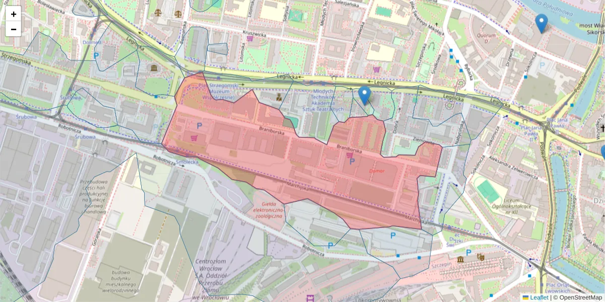 Szczegółowa mapa kodu pocztowego 53-680 z granicami, sąsiednimi kodami pocztowymi i urzędami pocztowymi