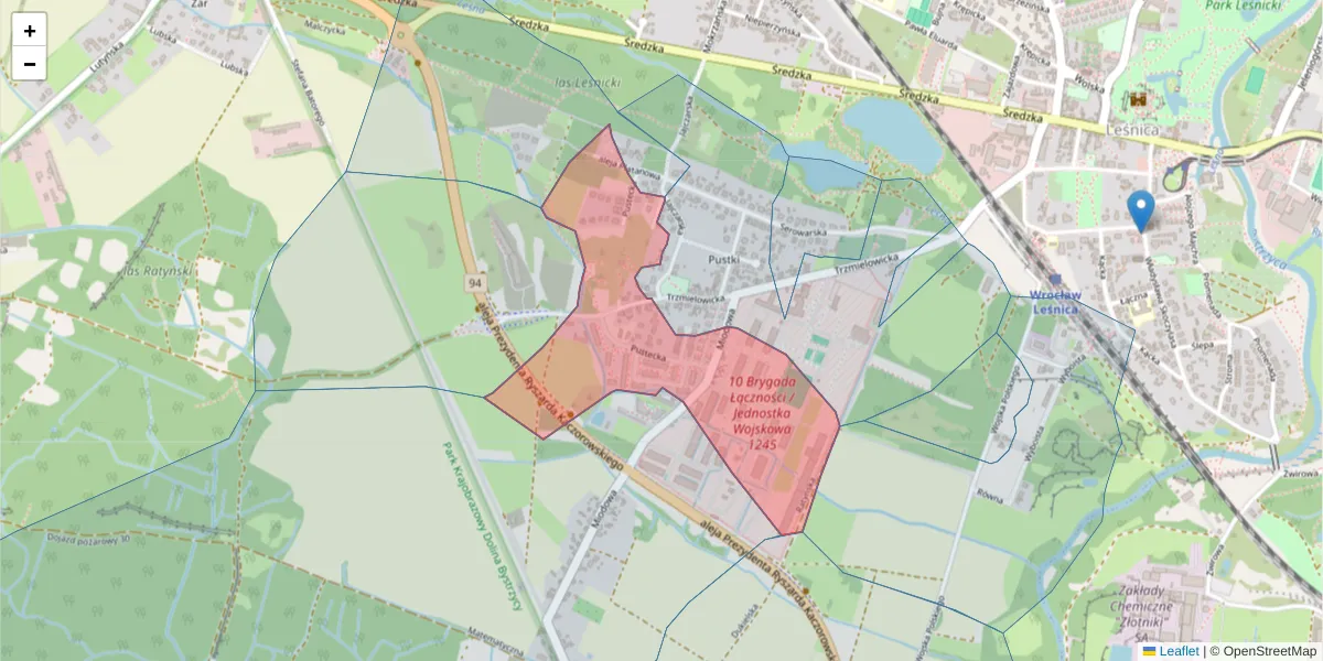 Szczegółowa mapa kodu pocztowego 54-011 z granicami, sąsiednimi kodami pocztowymi i urzędami pocztowymi