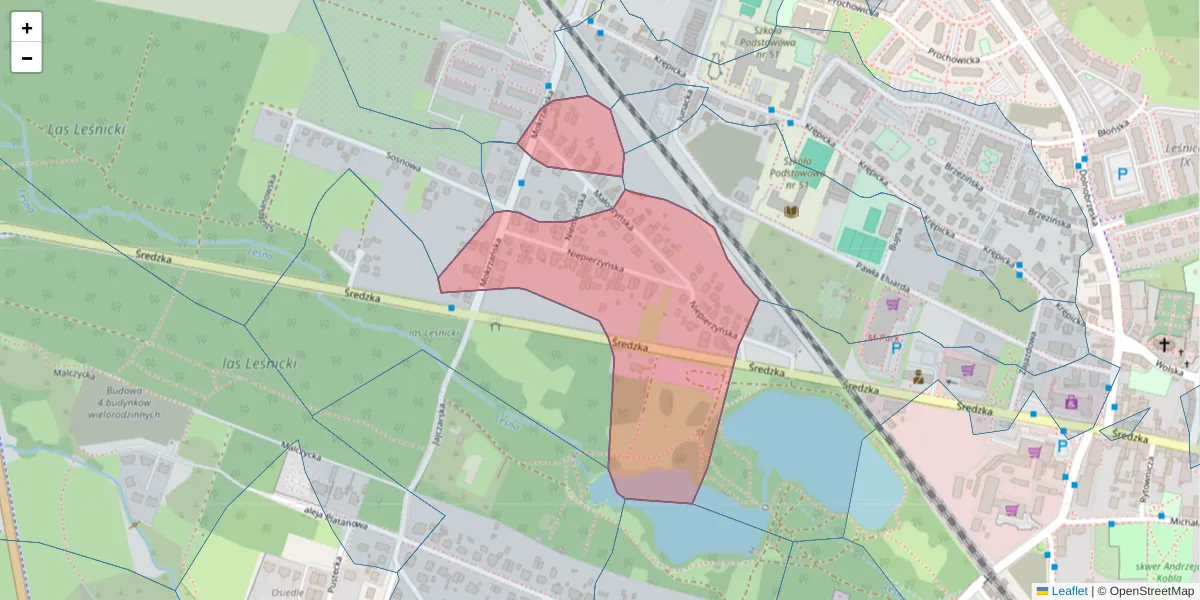 Szczegółowa mapa kodu pocztowego 54-014 z granicami, sąsiednimi kodami pocztowymi i urzędami pocztowymi