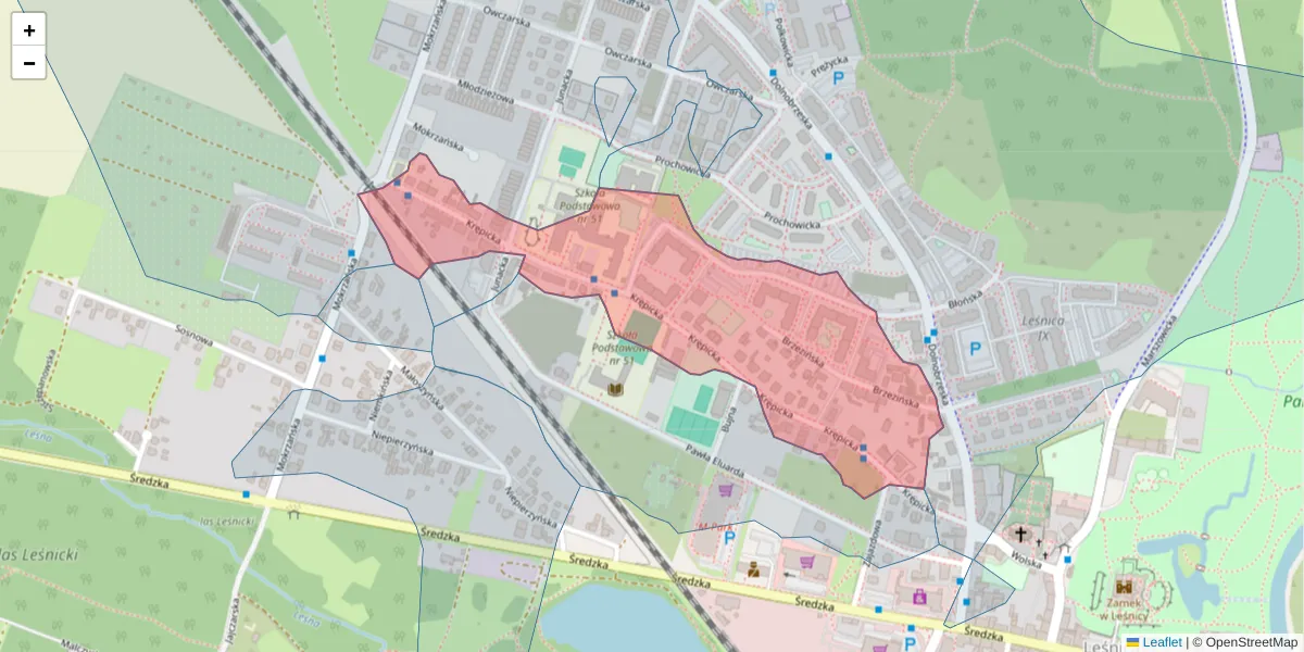 Szczegółowa mapa kodu pocztowego 54-018 z granicami, sąsiednimi kodami pocztowymi i urzędami pocztowymi