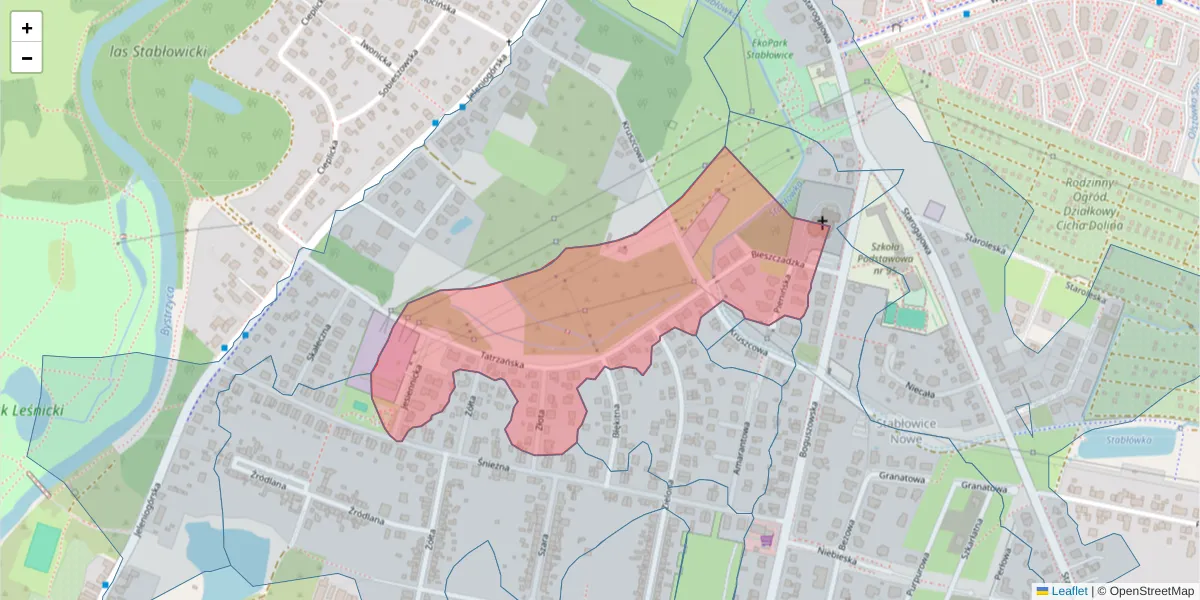 Szczegółowa mapa kodu pocztowego 54-045 z granicami, sąsiednimi kodami pocztowymi i urzędami pocztowymi
