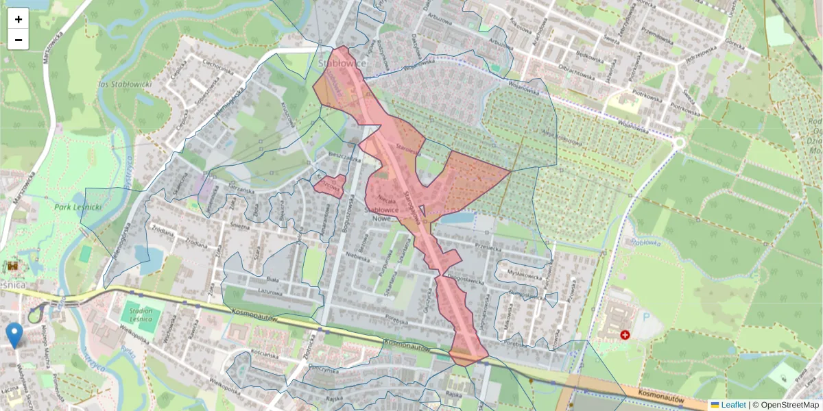 Szczegółowa mapa kodu pocztowego 54-047 z granicami, sąsiednimi kodami pocztowymi i urzędami pocztowymi