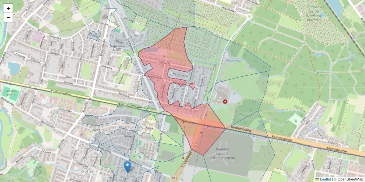 Szczegółowa mapa kodu pocztowego 54-048 z granicami, sąsiednimi kodami pocztowymi i urzędami pocztowymi