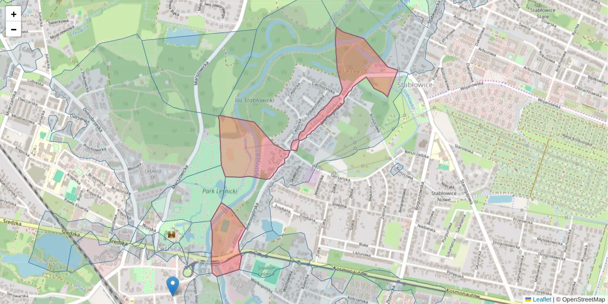 Szczegółowa mapa kodu pocztowego 54-056 z granicami, sąsiednimi kodami pocztowymi i urzędami pocztowymi
