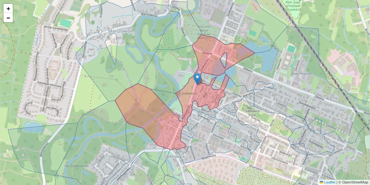 Szczegółowa mapa kodu pocztowego 54-058 z granicami, sąsiednimi kodami pocztowymi i urzędami pocztowymi