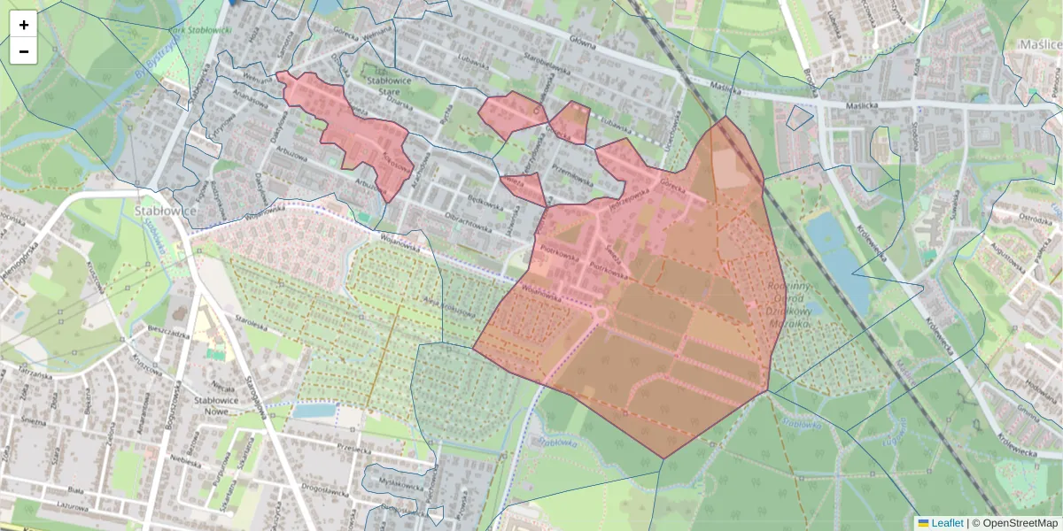 Szczegółowa mapa kodu pocztowego 54-060 z granicami, sąsiednimi kodami pocztowymi i urzędami pocztowymi
