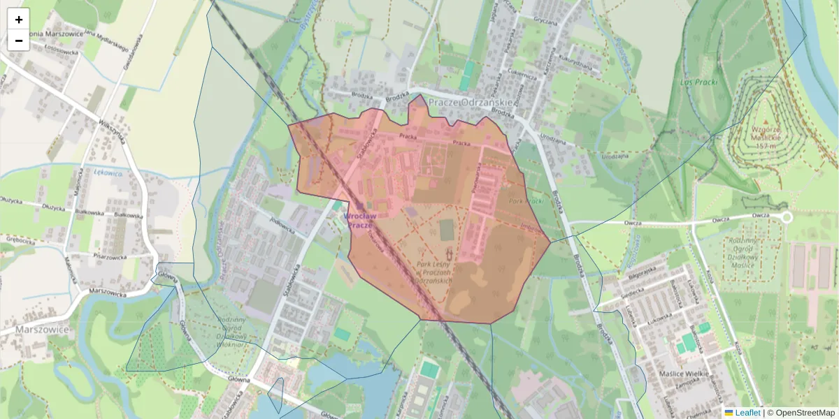 Szczegółowa mapa kodu pocztowego 54-066 z granicami, sąsiednimi kodami pocztowymi i urzędami pocztowymi