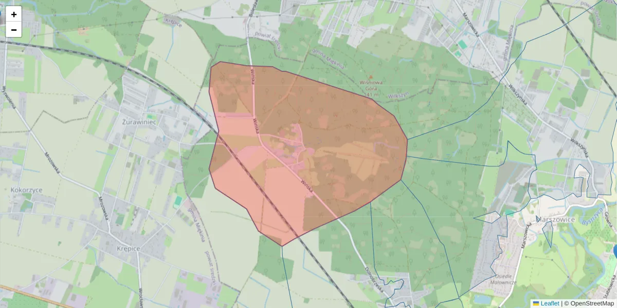 Szczegółowa mapa kodu pocztowego 54-074 z granicami, sąsiednimi kodami pocztowymi i urzędami pocztowymi