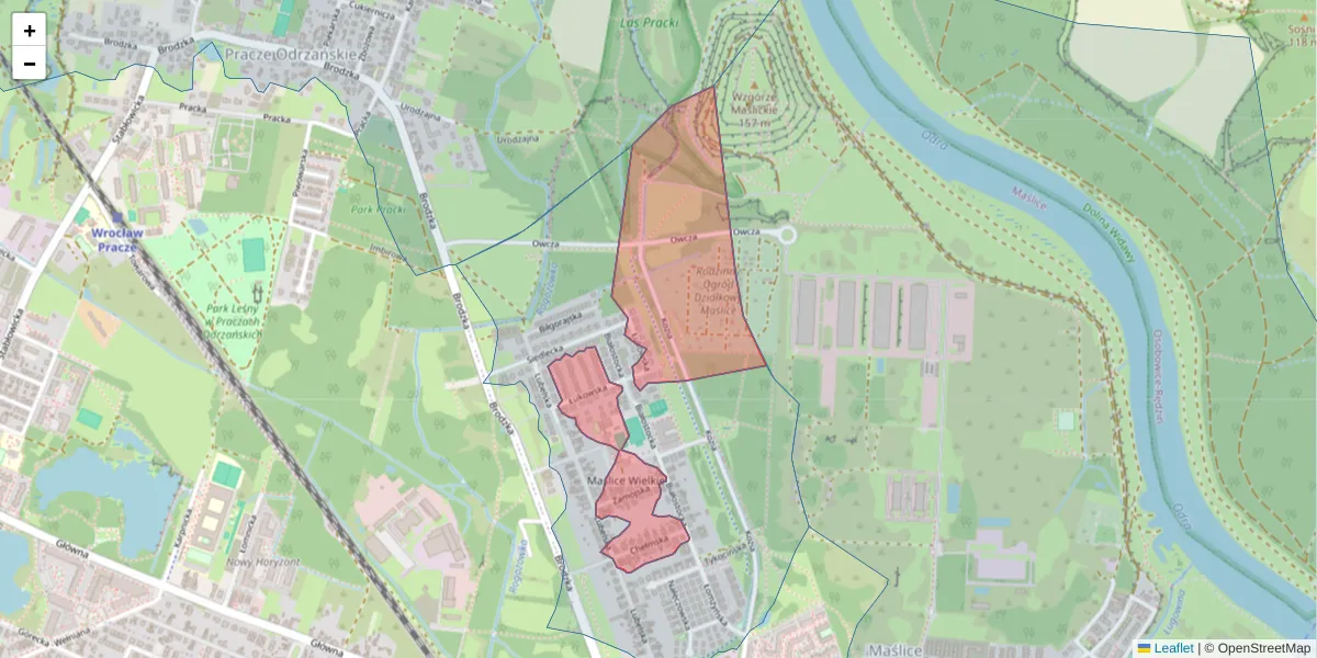 Szczegółowa mapa kodu pocztowego 54-102 z granicami, sąsiednimi kodami pocztowymi i urzędami pocztowymi