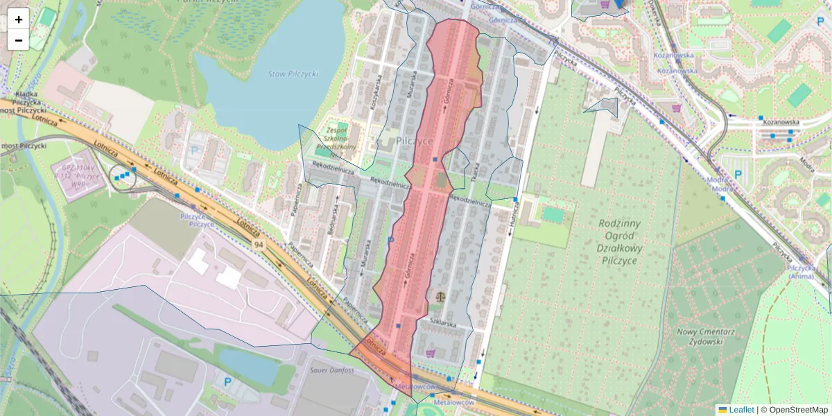 Szczegółowa mapa kodu pocztowego 54-136 z granicami, sąsiednimi kodami pocztowymi i urzędami pocztowymi