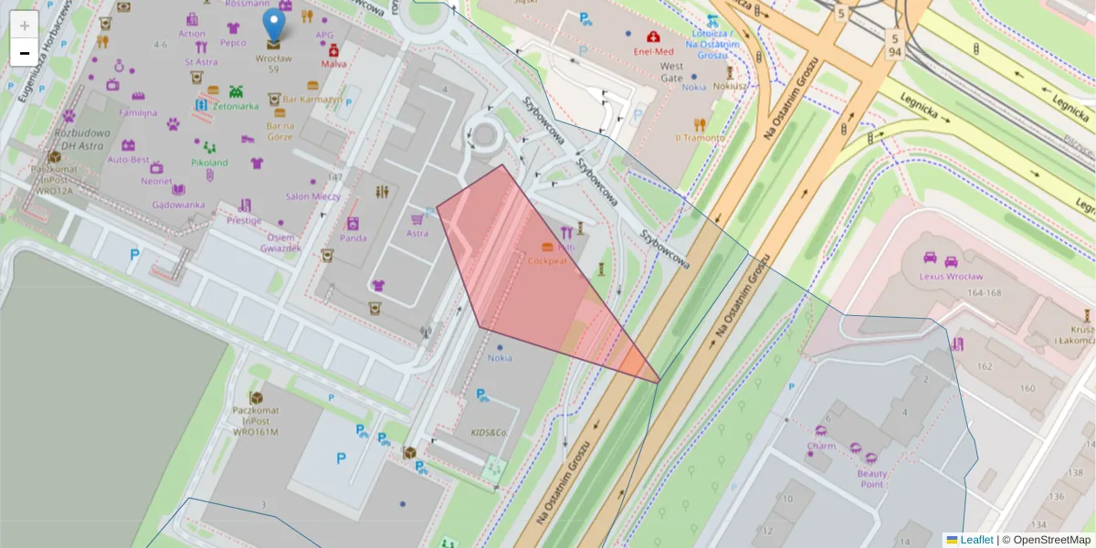 Szczegółowa mapa kodu pocztowego 54-140 z granicami, sąsiednimi kodami pocztowymi i urzędami pocztowymi
