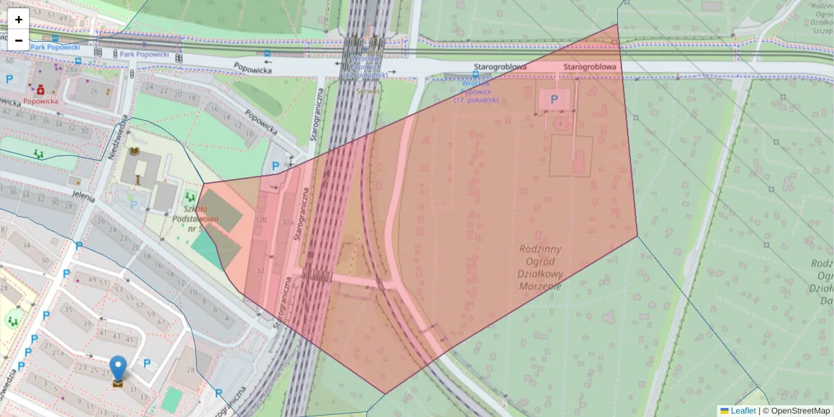 Szczegółowa mapa kodu pocztowego 54-231 z granicami, sąsiednimi kodami pocztowymi i urzędami pocztowymi
